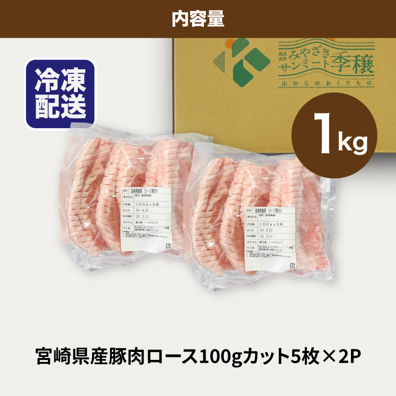 ★スピード発送!!７日〜10日営業日以内に発送★贅沢宮崎県産豚肉ロース100gカット10枚 K16_0149