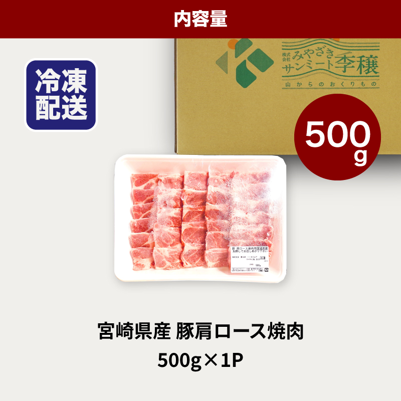 ★スピード発送!!７日～10日営業日以内に発送★宮崎県産豚肩ロース焼肉 500g K16_0175