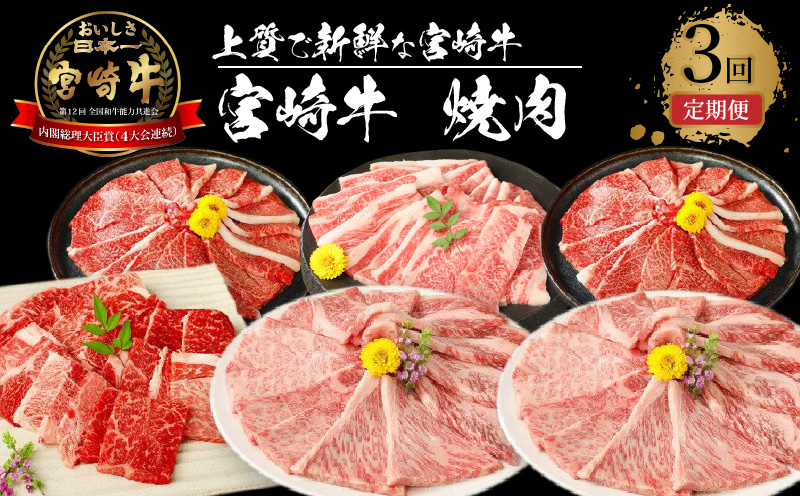 宮崎牛　焼肉3回定期便 K18_T013_7