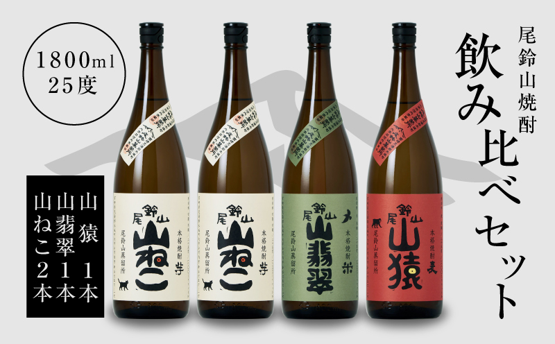 焼酎尾鈴山(山ねこ2本・山猿1本・山翡翠1本)1800ml _K08_0031_4