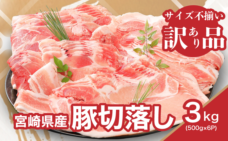 【訳あり】宮崎県産豚切落し3㎏(500g×6パック)_K16_0052_5