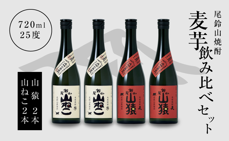 焼酎尾鈴山(山ねこ2本・山猿2本)720ml_K09_0025_4