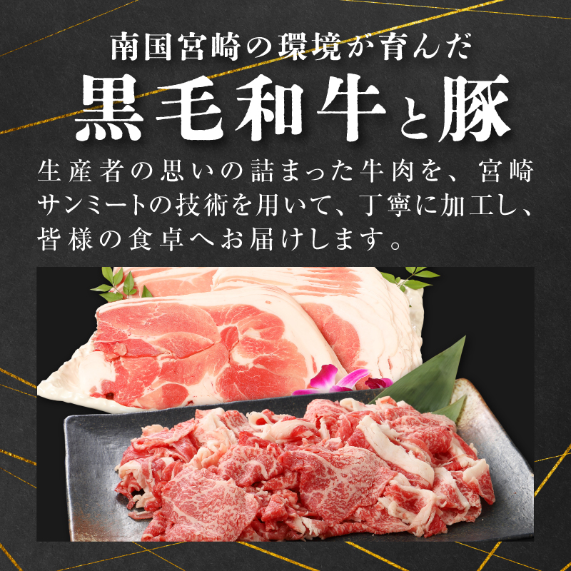 【3回定期便】宮崎県産 黒毛和牛切落し1kg(500g×2P)＆訳あり豚切落し1kg(500g×2P)セット×3回_K16_T004_4