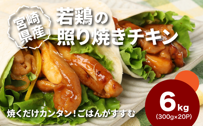 簡単調理 宮崎県産若鶏の照り焼きチキン 小分け 6kg(300g×20P)_K16_0167_2