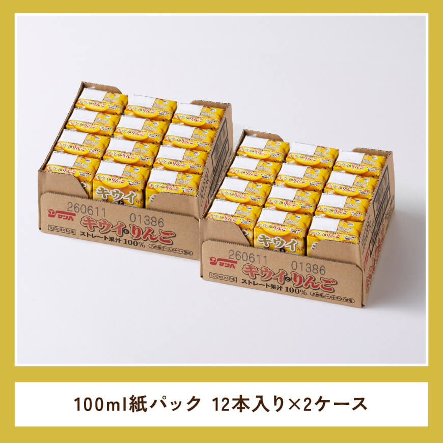 【サンA】キウイとりんごジュース100％　100ml紙パック×12本×2ケース 【 飲料 ジュース キウイ りんご リンゴ 九州産 紙パック 送料無料 】