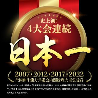【定期便】宮崎牛３ヶ月定期便Ｄ‐１【 4大会連続日本一 国産 九州産 肉 牛 宮崎県産 牛肉 黒毛和牛 ミヤチク 全3回 】