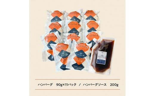 【令和7年2月発送】さんきょうみらい豚 ”ふんわりやわらか” ハンバーグセット(90g×11P、ソース200g付) 【 豚肉 国産 肉 豚 おかず 惣菜 ハンバーグ 】