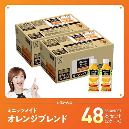 ミニッツメイド「オレンジブレンド」 350mlPET 48本（24本×2箱） 【 ふるさと納税 飲料 オレンジ ジュース ミックス ブレンド PET 川南町 国内産 九州 宮崎県 送料無料 】 