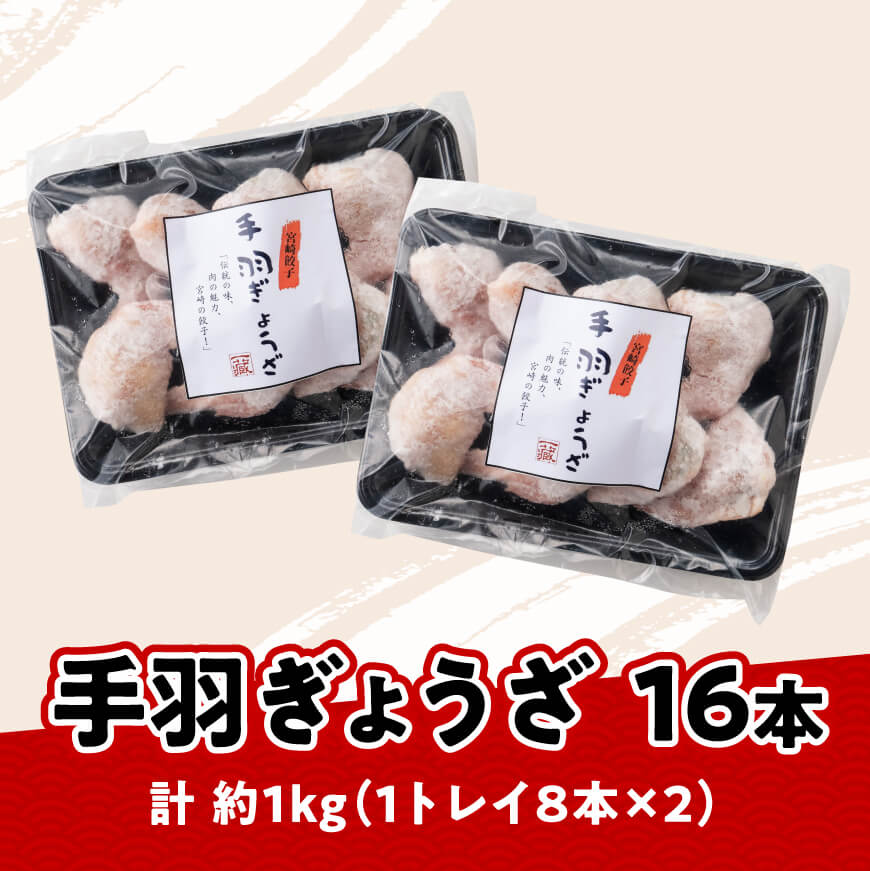 《令和6年10月発送》宮崎 手羽ぎょうざ 16本 1kg 【鶏肉 鳥 手羽先 手羽 餃子 ぎょうざ ギョーザ おつまみ 送料無料】