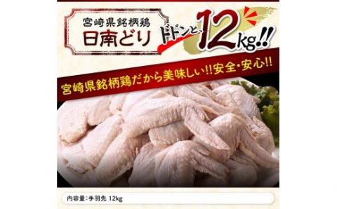 【業務用】宮崎県産 若鶏 手羽先 12kg【国産 九州産 鶏肉 肉 とり 日南どり 大容量】