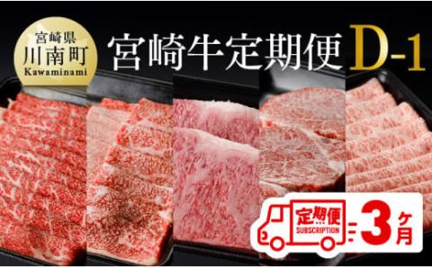 【定期便】宮崎牛３ヶ月定期便Ｄ‐１【 4大会連続日本一 国産 九州産 肉 牛 宮崎県産 牛肉 黒毛和牛 ミヤチク 全3回 】