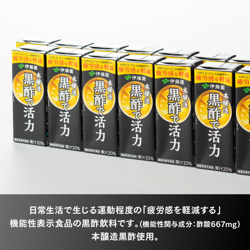 伊藤園 機能性表示食品黒酢で活力（紙パック）200ml×48本【3ヶ月定期便】 【伊藤園 飲料類 黒酢 ジュース 飲みもの】