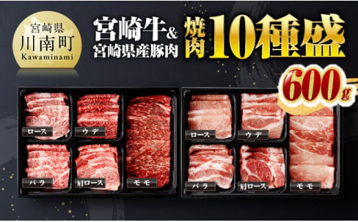 宮崎牛 ＆ 宮崎県産 豚肉 焼肉 10種 【 肉 牛肉 豚肉 ぶた肉 国産 黒毛和牛 食べ比べ 4等級 5等級 ミヤチク 焼肉 BBQ バーベキュー 】