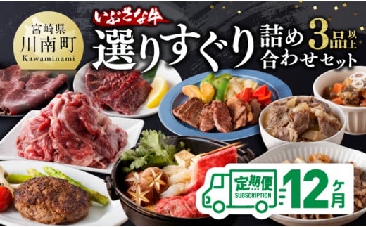 【12ヶ月定期便】いぶさな牛 選りすぐり 詰め合わせセット【肉 牛肉 精肉 いぶさな牛 国産 九州産 宮崎県産 全12回】