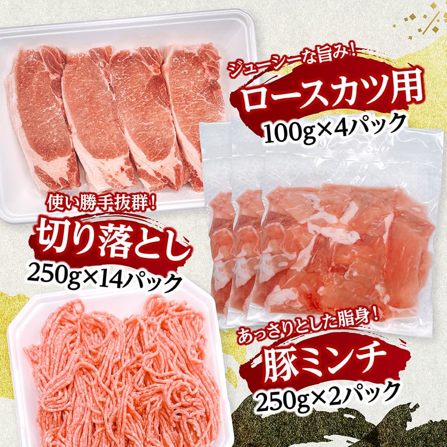 宮崎県産豚肉5種　5kg 【 豚肉 ぶた肉 肉 ロース バラ 切り落とし ミンチ 豚肉セット 】