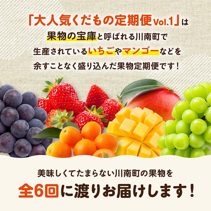 ※期間限定※【6ヶ月定期便】大人気くだもの定期便Vol.1 【 川南町産 くだもの いちご イチゴ きんかん マンゴー シャインマスカット ピオーネ  】