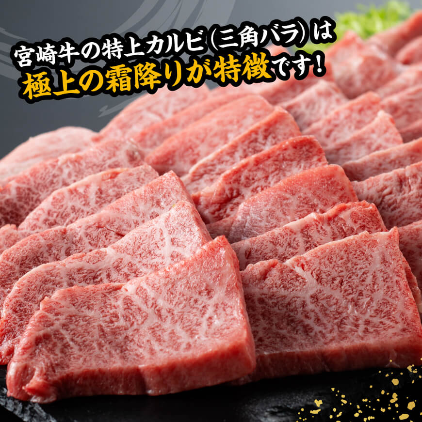 宮崎牛 特上カルビ 焼肉用 （三角バラ） 合計600g【 肉 牛肉 国産 宮崎県産 黒毛和牛 特上 カルビ 】