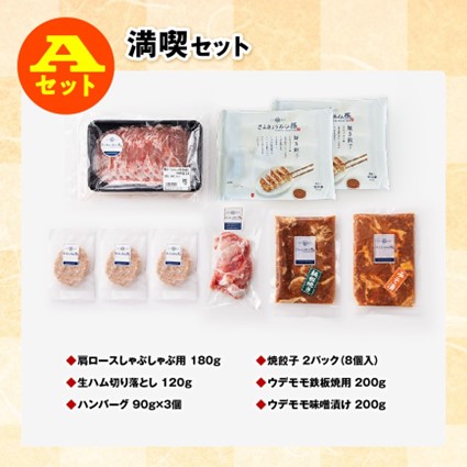 ※令和6年11月発送分※小分けで使いやすい！さんきょうみらい豚満喫セット 【 しゃぶしゃぶ 切り落とし ウデ モモ 鉄板焼 餃子 生ハム切り落とし ハンバーグ 】