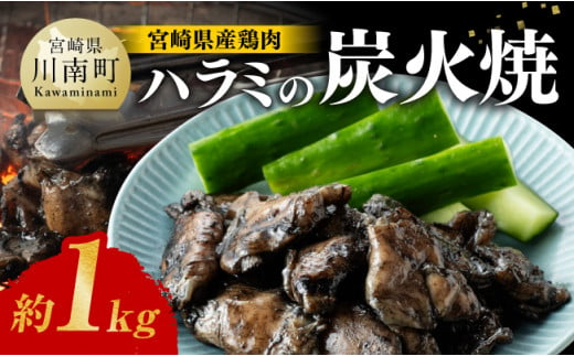 【令和6年11月発送】宮崎県産 鶏肉 ハラミ の 炭火焼 1kg 【 肉 鶏 鶏肉 モモ肉 炭火焼 ジューシー 宮崎名物 】