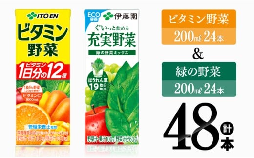 ビタミン野菜(紙)24本＋緑の野菜(紙)24本【 伊藤園 飲料類 野菜 ビタミン野菜 緑の野菜 ジュース セット 詰め合わせ 飲みもの 】