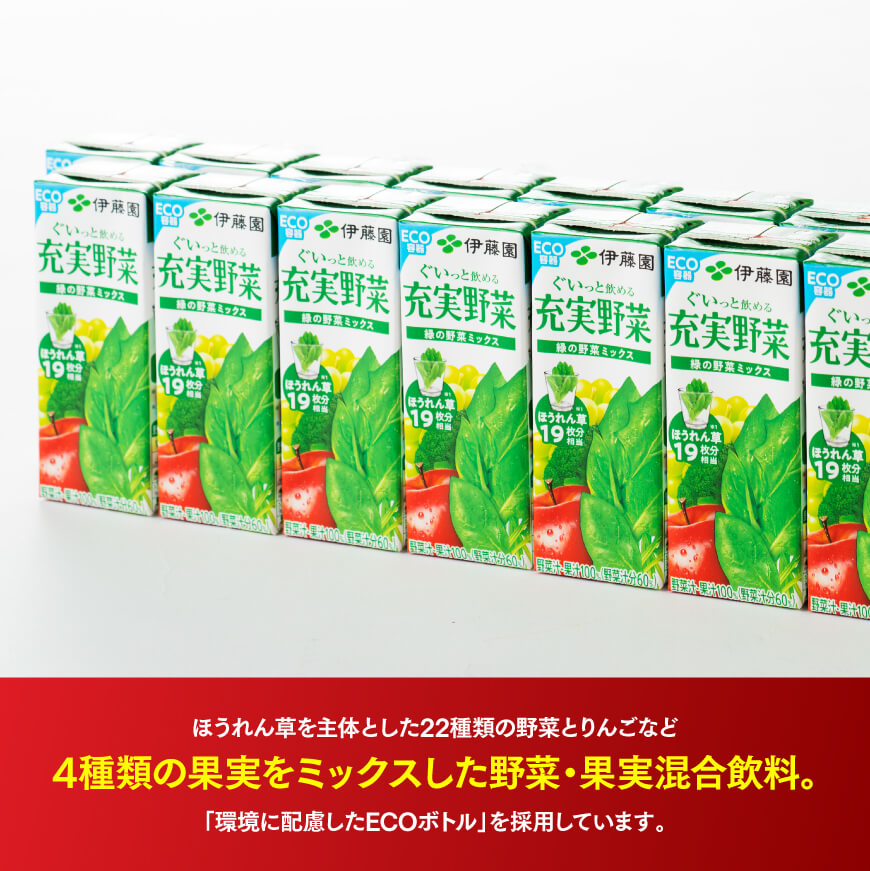 伊藤園 充実野菜 緑の野菜ミックス（紙パック）200ml×24本 【伊藤園 飲料類 野菜ジュース 野菜 ジュース ミックスジュース 飲みもの】