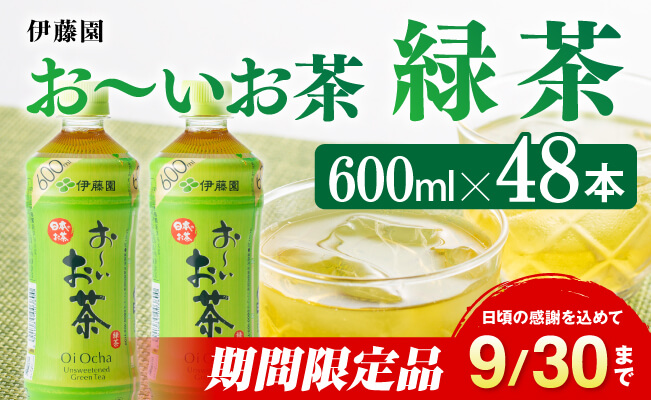 伊藤園 おーいお茶　緑茶600ml×48本 PET【飲料 飲み物 ソフトドリンク お茶 ペットボトル 備蓄 送料無料】宮崎県 川南町