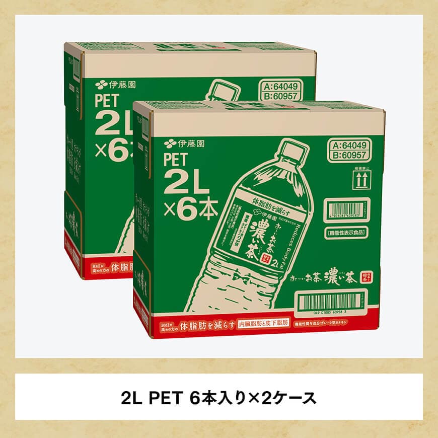 【3ヶ月定期便】お～いお茶 濃い茶2L×6本×2ケース 【 お茶 緑茶 飲料 ソフトドリンク ペットボトル お〜いお茶 全３回 定期便 】