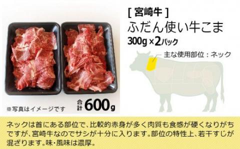 宮崎牛 こま 600g (300g×2)【肉 牛肉 国産 黒毛和牛 肉質等級4等級以上 4等級 5等級 小間肉 炒め物 肉じゃが】