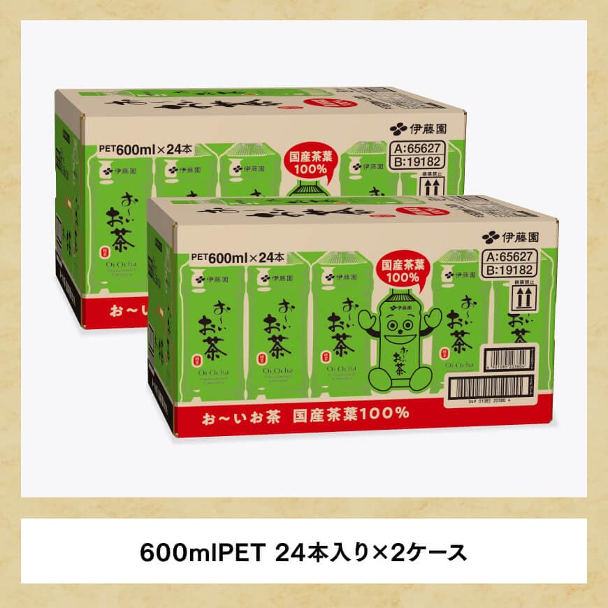 【3ヶ月定期便】お～いお茶 緑茶600ml×48本 PET 【 伊藤園 飲料類  飲みもの 緑茶  お茶 ペットボトル PET 備蓄 長期保存 送料無料 】