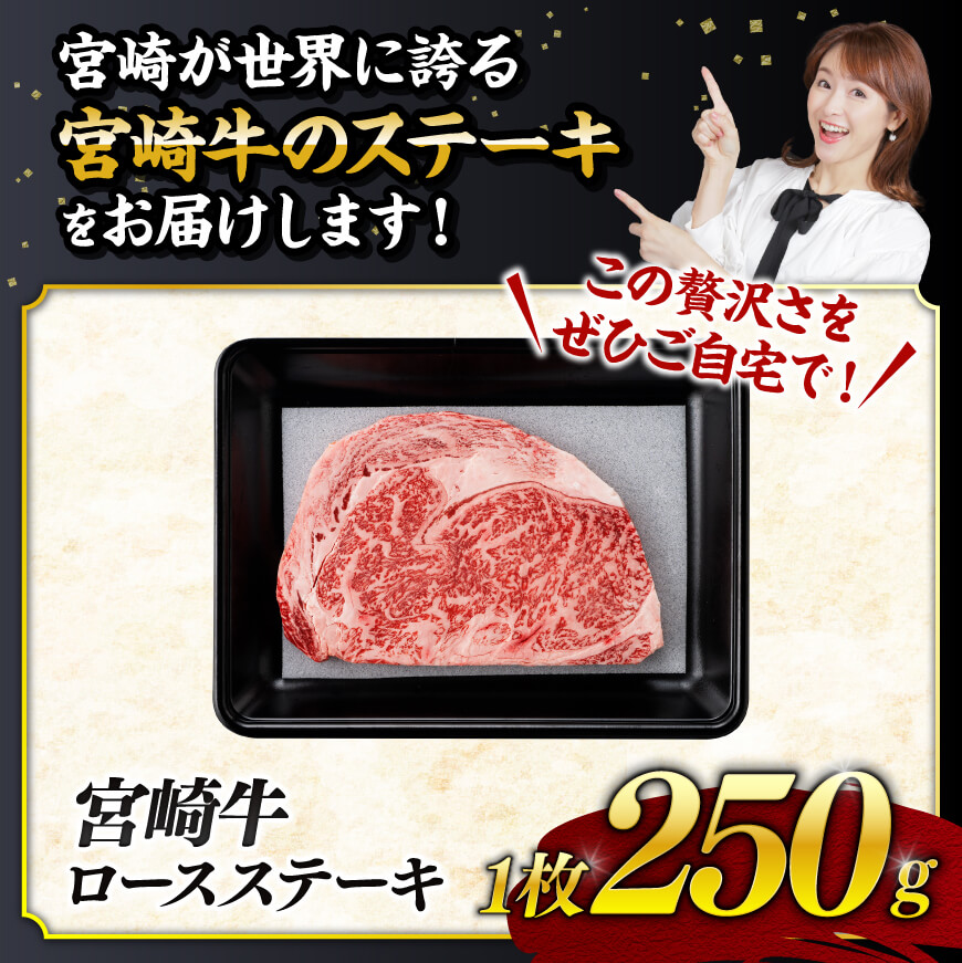 《数量限定》宮崎牛ロースステーキ1枚 (250g)【 肉 牛肉 宮崎県産 黒毛和牛ミヤチク】