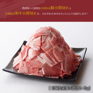 【宮崎県産】和牛と豚肉のこま切れセット 2.5kg【肉 牛肉 豚肉 小間切れ セット 送料無料】