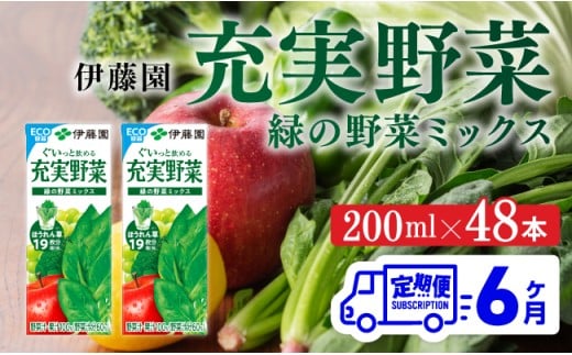 伊藤園 充実野菜 緑の野菜ミックス（紙パック）200ml×48本【6ヶ月定期便】 【 全6回 伊藤園 飲料類 野菜ジュース 野菜 ジュース ミックスジュース 飲みもの】