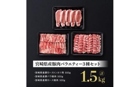 宮崎県産豚肉バラエティ３種セット【肉 豚肉 ぶた 国産 ミヤチク とんかつ やきにく カタロース】
