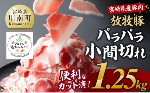 宮崎県産豚肉放牧豚パラパラ小間切れ1.25kg【 豚肉 豚 肉 小間切れ 細切れ 炒め物 】