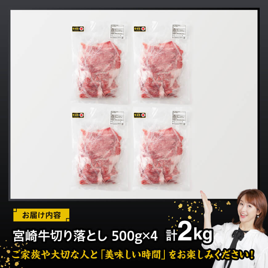 宮崎牛 切り落とし 2kg 【 肉 牛肉 国産 宮崎県産 黒毛和牛 切り落とし 】