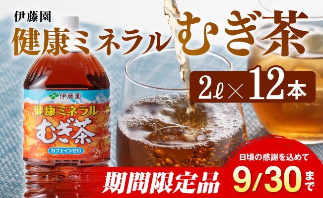 伊藤園 健康ミネラル むぎ茶 2L×6本×2ケース PET【お茶 麦茶 ムギ茶 飲料 水分補給　ソフトドリンク ペットボトル カフェインゼロ カロリーゼロ】