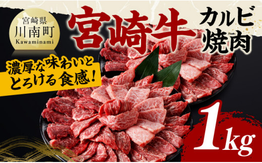 宮崎牛 カルビ焼肉 1kg 【 肉 牛肉 国産 宮崎県産 黒毛和牛 カルビ 焼肉 】