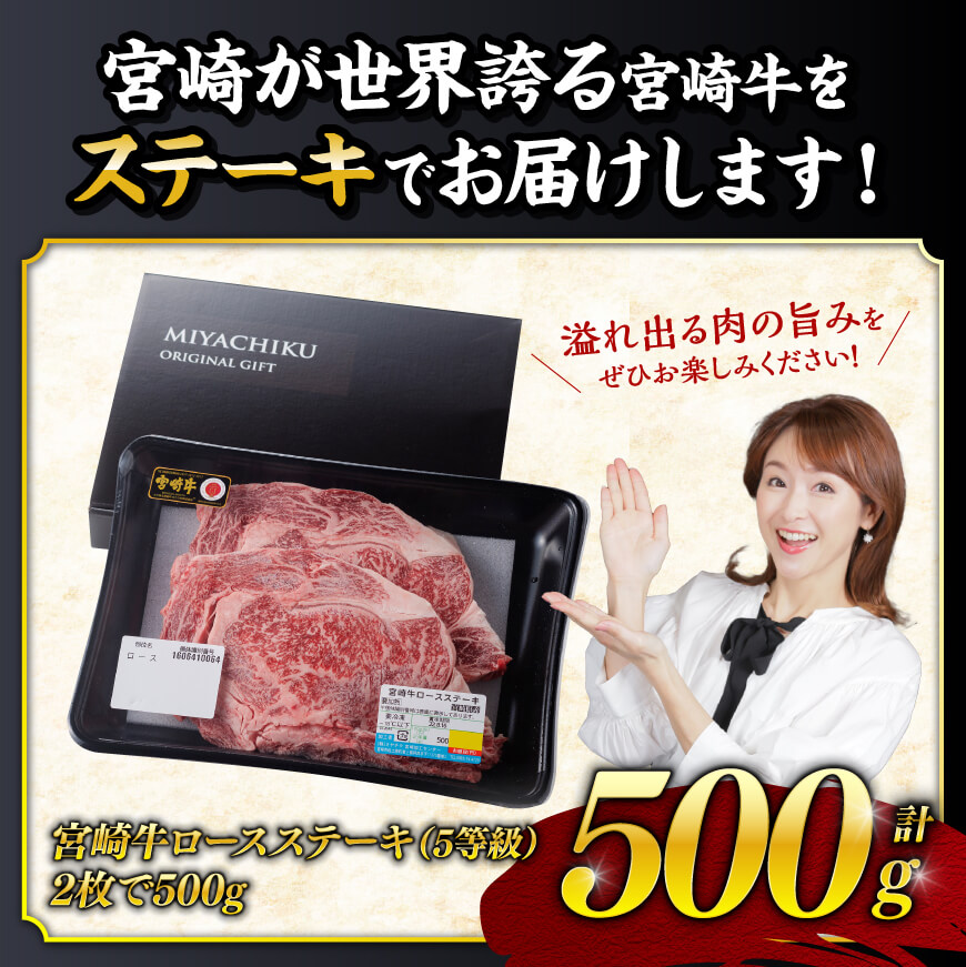 ５等級！宮崎牛ロースステーキ500g 肉 牛 牛肉 国産 黒毛和牛