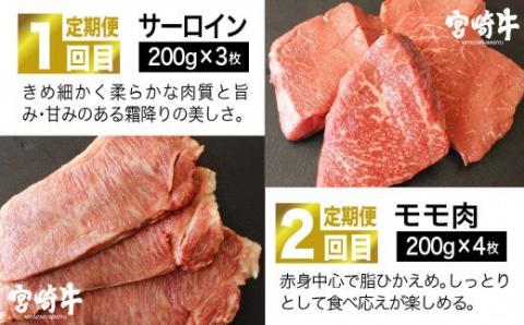 宮崎牛 ステーキ 3ヶ月コース【肉 牛肉 国産 黒毛和牛 肉質等級4等級以上 4等級 5等級 定期便 全3回 ステーキ】