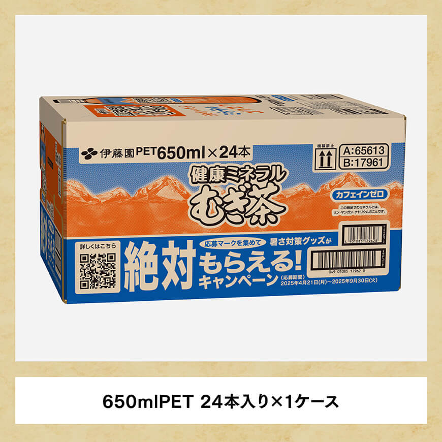 健康ミネラル むぎ茶650ml×24本PET 【 お茶 麦茶 ムギ茶 飲料 水分補給 ソフトドリンク ペットボトル カフェインゼロ カロリーゼロ 】