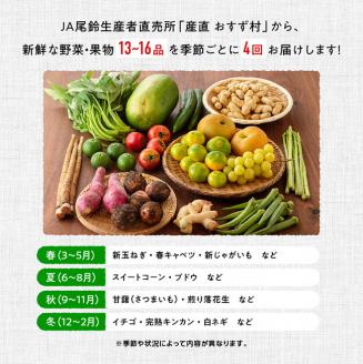 【定期便】産直おすず村 季節の野菜と果物 厳選 詰め合わせセット（大） 全4回【旬野菜 フルーツ 直売所 産地直送 宮崎県産】