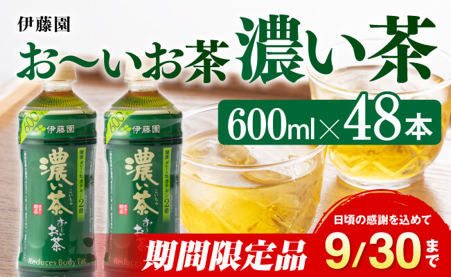 伊藤園 おーいお茶 濃い茶 600ml×48本 PET 【 飲料類 ソフトドリンク お茶 ペットボトル 】 宮崎県川南町