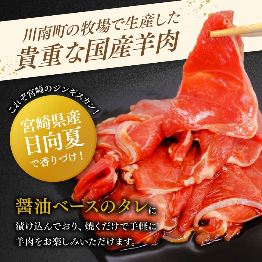 宮崎県産羊肉　寿ジンギスカン600g（300g×2） 【 肉 羊肉 国産 九州産 川南町産 ジンギスカン 羊 ひつじ 味付き 】