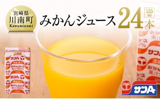 サンAみかんジュース100%　125ml紙パック×24本 【 ふるさと納税 飲料 オレンジ ジュース みかん ミカン 温州みかん 紙パック 送料無料 】