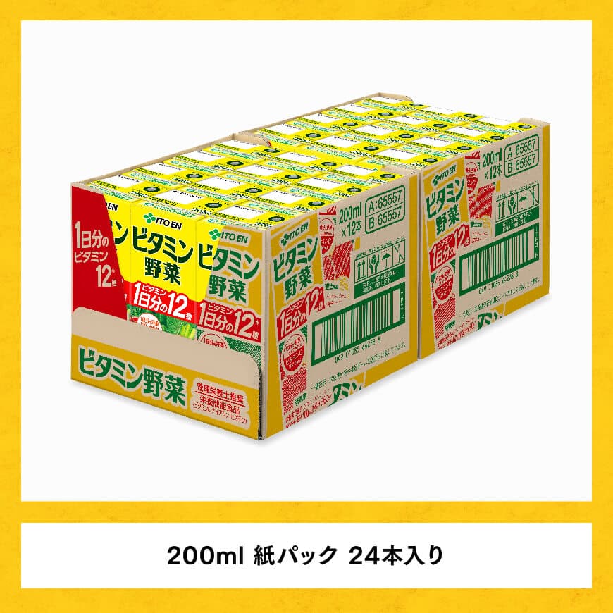 【6ヶ月定期便】伊藤園 栄養機能食品ビタミン野菜（紙パック）200ml×24本 【 全6回 飲料類 野菜ジュース ミックスジュース 健康 飲みもの 】