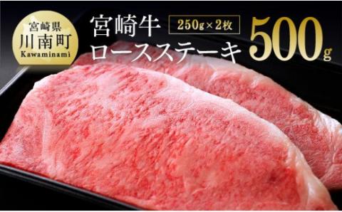 宮崎牛 ロースステーキ 500g (250g×2枚)[4大会連続日本一 肉 牛肉 国産 黒毛和牛 肉質等級4等級以上 4等級 5等級 ミヤチク 鉄板焼き]