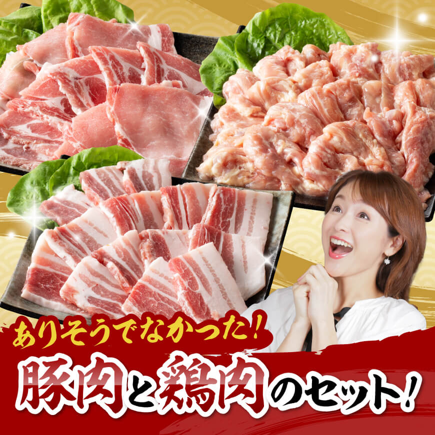 宮崎県産 「 放牧豚 ＆ 若鶏 」焼肉 セット 1kg 【 豚肉 豚 肉 鶏肉 鶏 肉 国産 宮崎県産 ロース バラ 小肉 】