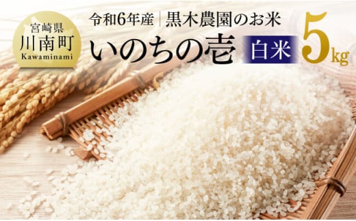 【令和6年産】黒木農園のお米「いのちの壱(白米)」5kg 【 米 お米 白米 国産 宮崎県産 いのちの壱 おにぎり 】