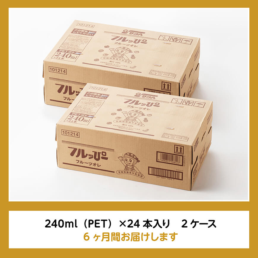 【6ヶ月定期便】サンA フルッぴーフルーツオレ(PET)240ml×48本 【 川南町 フルーツ 日向夏 キウイ ドリンク 定期便 】