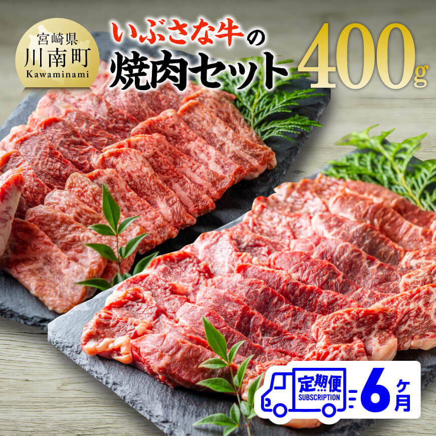 【6ヶ月定期便】いぶさな牛の焼肉セット400g 【 宮崎県産 牛 焼肉 黒毛和牛 定期便 】